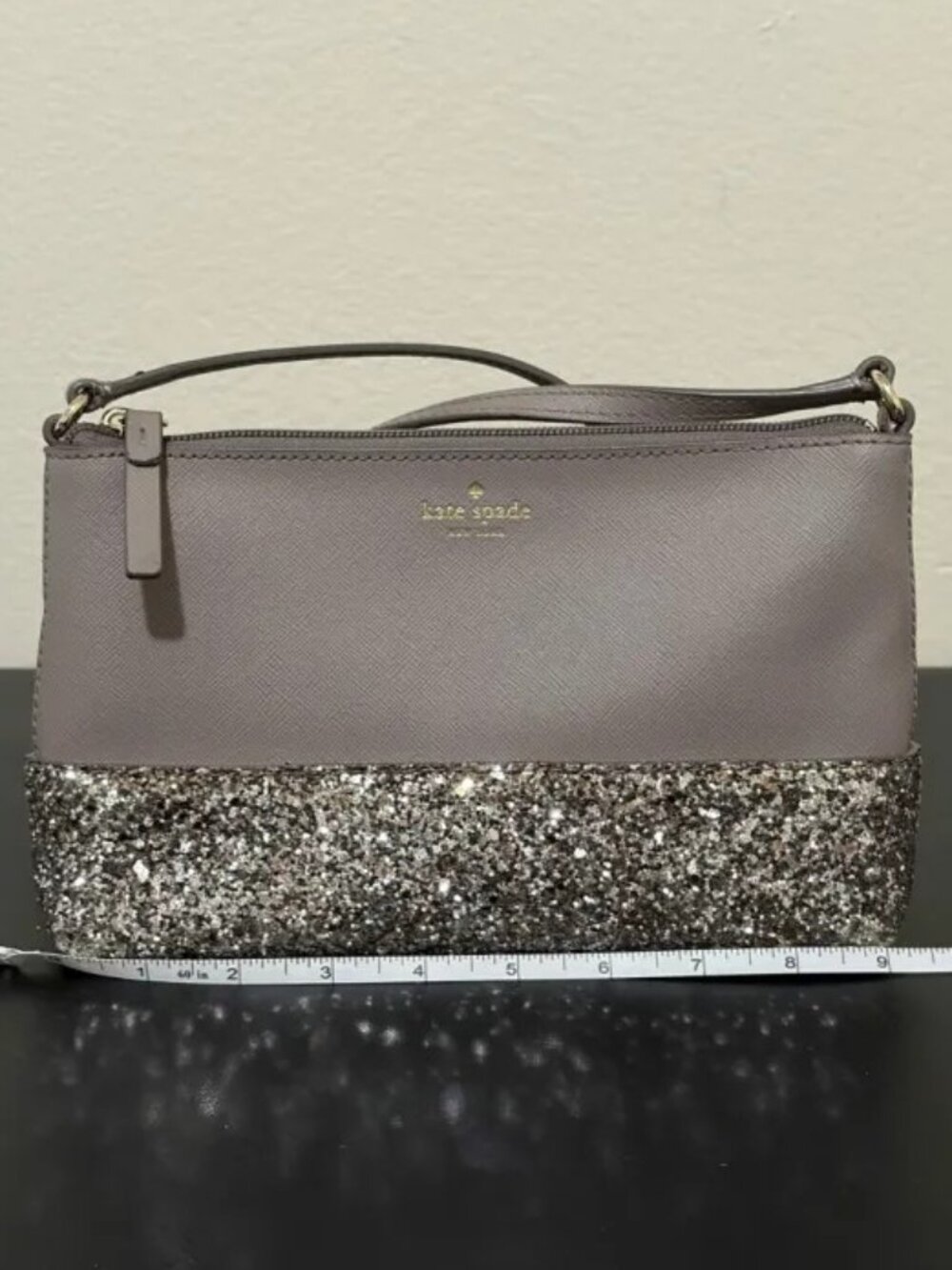Kate Spade Greta Court Ramey City Scape‎ Grey Glitter Small Crossbody Bag
